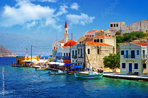 Board z aluminiowym obramowaniem Malarskie wyspy greckie - kastelorizo