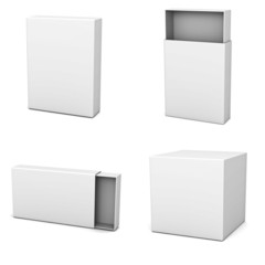 Wall Mural - Collection of blank boxes isolated on white background