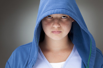 Girl in a hooded jacket