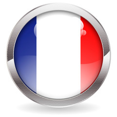 Sticker - Gloss Button with French Flag