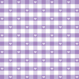 Seamless Gingham, Hearts, pastel lavender EPS has pattern swatch