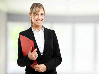 Sticker - Happy businesswoman in her office