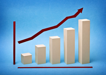 Business graph chart growth made ​​out of paper