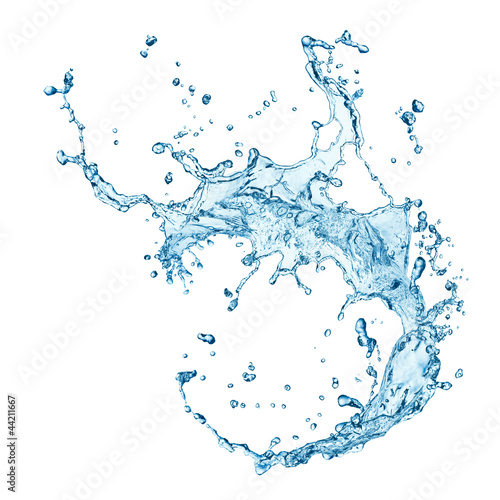 Cuadros en Lienzo blue water splash isolated on white background