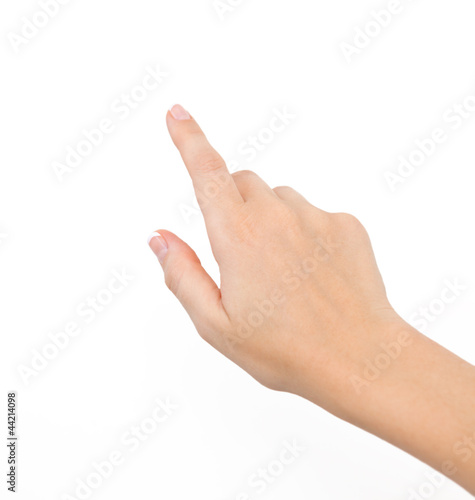 Foto Weibliche Hand auf dem isolierten Hintergrund