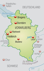 Wall Mural - Landkarte von Vorarlberg und Nachbarländern