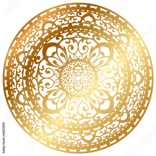 Board z aluminiowym obramowaniem Ilustracji wektorowych złoty orientalny dywan / serwetka