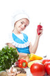 © Natalya Antoshchenko - Happy little chef cook with Bell Pepper.