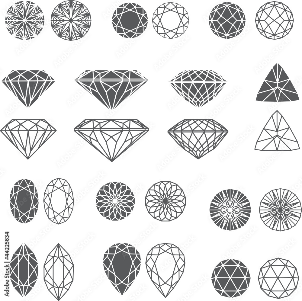 diamond design elements - cutting samples - obrazy, fototapety, plakaty 