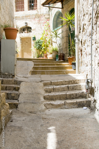 Nowoczesny obraz na płótnie ancient steps old city Jerusalem Palestine Israel