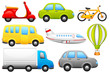 vector illustration of set of means of transport
