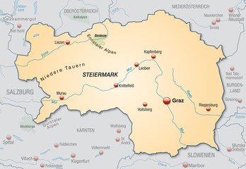 Wall Mural - karte der Steiermark