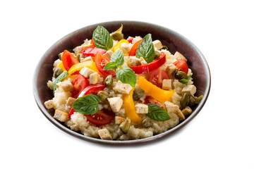 Canvas Print - vegetarian couscous with tofu capsicum and mint leaf