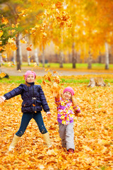 Sticker - Happy children in autumn park