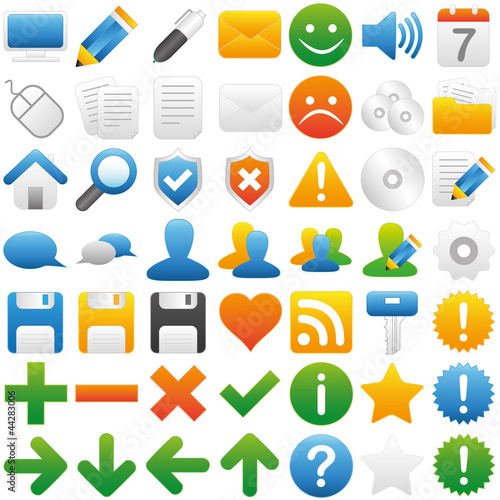 Photographie Web Icon Internet Set - coloré - bleu vert jaune