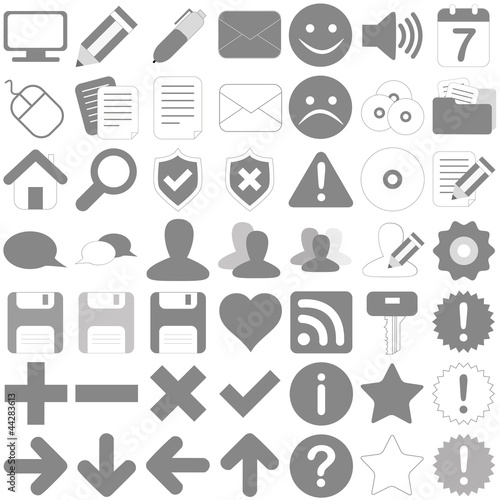 Photographie Web Icon Internet Set - gris - noir blanc