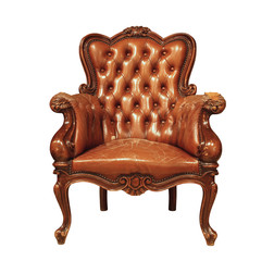 Wall Mural - Brown luxury leather armchair isolated on white background