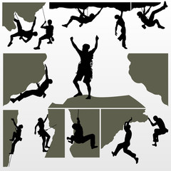 Climber Silhouettes Klettern Toprope Outdoor