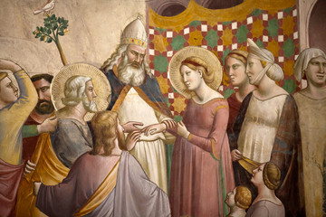 Wall Mural - Florence -  Santa Croce: Frescoes in the Baroncelli Chapel.