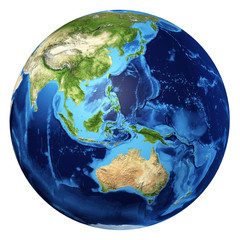 Wall Mural - earth globe, realistic 3 d rendering. oceania view.