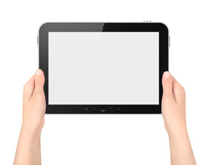 Aufkleber - Holding Digital Tablet PC In Hands Isolated