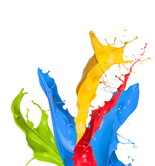 Poster - Colored paint splashes isolated on white background