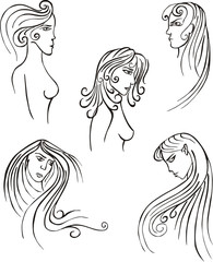 Wall Mural - Stylized woman heads