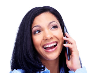 Wall Mural - Woman calling by phone.