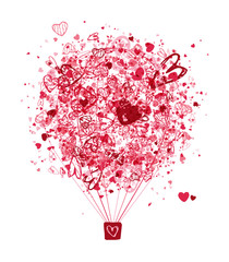 Wall Mural - Air love concept, balloon with hearts for your design