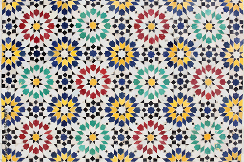 Plakat na papierze fotorealistycznym Kolorowe mozaiki dekoracji w Rabat, Maroko
