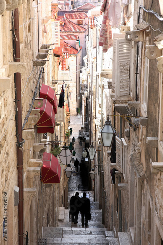 Plakat na papierze fotorealistycznym Wąska ulica w starym mieście Dubrovnik, Croatia