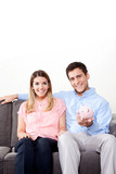 Fototapeta Panele - Happy Couple Saving Money