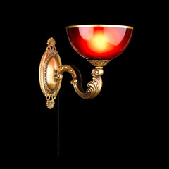 Wall Mural - vintage wall lamp isolated on black