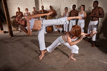 Capoeria Fighters Demonstrating Martial Arts