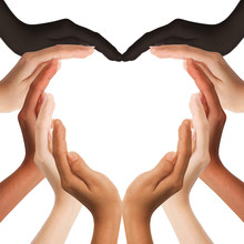 Multiracial Human Hands Making A Heart Shape