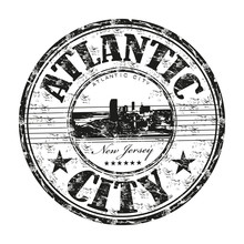 Atlantic City Grunge Rubber Stamp