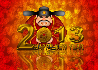 Wall Mural - 2013 Happy New Year Chinese Money God Illustration
