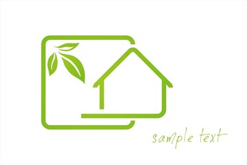 Wall Mural - Home , leaves, green Eco friendly business logo design