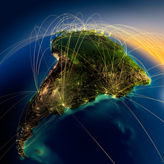 Wall Mural - main air routes in south america