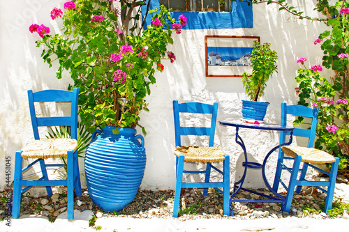 Fototapeta na wymiar traditional Greece series - small street tavernas