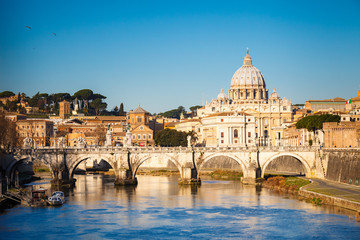 tiber and st. peter's cathedral, rome