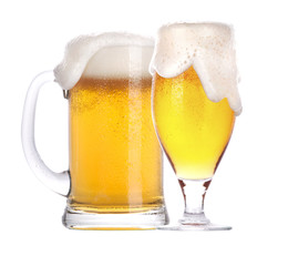 Wall Mural - Frosty glass of beer isolated