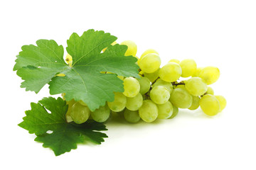 Poster - Grapes branch with leaves isolated on white background