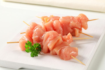 Wall Mural - Raw chicken skewers