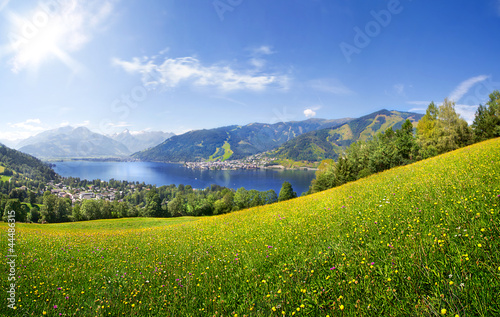 Fotoboard na płycie Panorama widok nad Zell am See, Austria