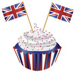 United Kingdom England Cupcake with Flag Illustration