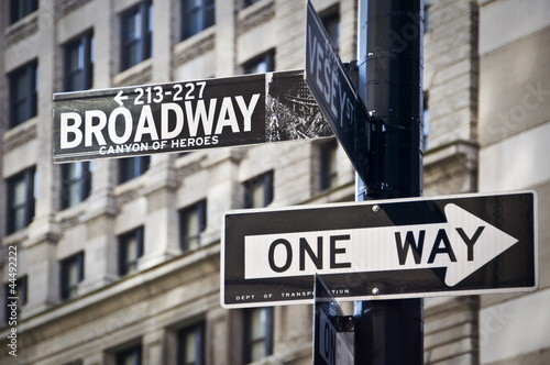 Obraz w ramie Panneau Broadway à New-York