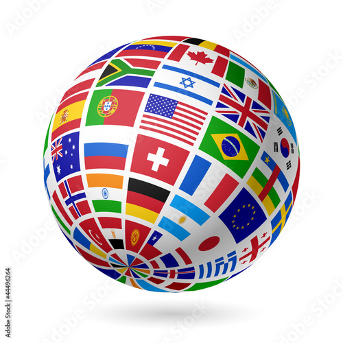 Naklejka - mata magnetyczna na lodówkę Flags globe