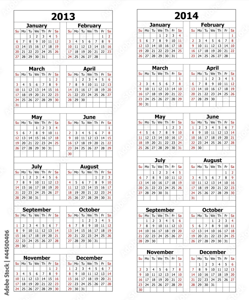 2013 2014 Takvimi Stock Illustration | Adobe Stock, image size:830x1000