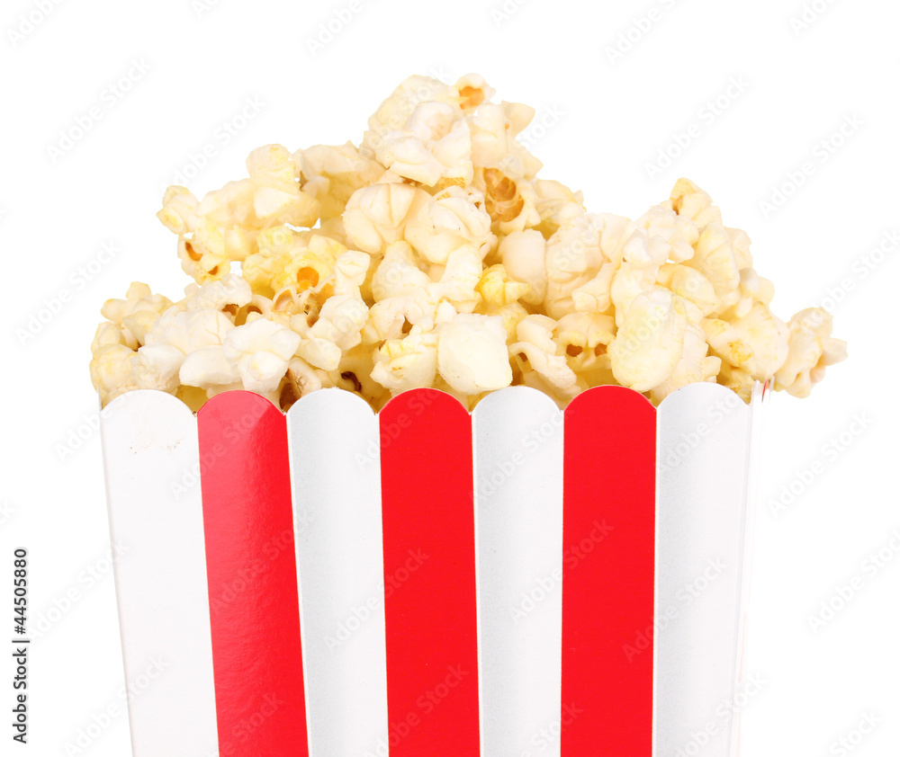 classic box of popcorn isolated on white